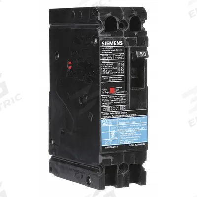 Siemens Molded Case Circuit Breaker: 50 A Amps, 10kA at 240V AC, Fixed, Load Side Lug - ED-Frame Siemens Molded Case Circuit Breakers