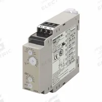 OMRON Timer: DIN-Rail Mounted, 24 to 240V AC/DC, 9 Pins/Terminals, 0.1 sec – 1,200 hr (MPN H3DK-M2 AC/DC24-240). Key specifications — Contact Rating (AC): 5 A @ 250V (Resistive Load); Contact Rating (DC): 10.00 mA @ 5V; Delay Function: Flicker Off Start; Input Voltage: 24 to 240V AC/DC; Brand: OMRON.