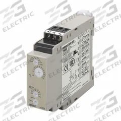 OMRON Timer: DIN-Rail Mounted, 24 to 240V AC/DC, 9 Pins/Terminals, 0.1 sec – 1,200 hr (MPN H3DK-M2 AC/DC24-240). Key specifications — Contact Rating (AC): 5 A @ 250V (Resistive Load); Contact Rating (DC): 10.00 mA @ 5V; Delay Function: Flicker Off Start; Input Voltage: 24 to 240V AC/DC; Brand: OMRON.