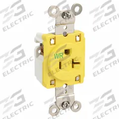 HUBBELL Receptacle: Single, 5-20, Yellow, 125V AC, 20 A, 2 Pole / 3 Wire (MPN HBL53CM61)