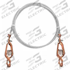 WESCO Bonding and Grounding Wire: (2) Alligator Clips, 3 ft, Uninsulated, Bare (MPN 272033). Key specifications — Conductor Material: Galvanized Steel; Connector Types: (2) Alligator Clips; Clamp Opening Span: Alligator Clip 5/8 in; Brand: WESCO; Wire Length: 3 ft; Manufacturer Part Number: 272033.