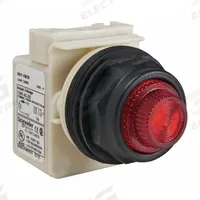 SCHNEIDER ELECTRIC Pilot Light: 30 mm Panel Mounting Size, Red, Incandescent, 9001SK Series (MPN 9001SKP38R31). Key specifications — Series: 9001SK; Brand: SCHNEIDER; Includes Push-To-Test: No Push-To-Test Included.