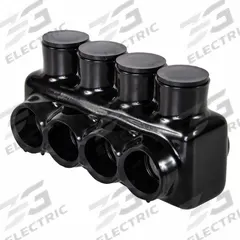POLARIS Multitap Connector: 4 Port, Single-Sided Entry, 4 AWG – 500 kcmil Wire Size, Black (MPN IPL500-4). Key specifications — Body Material: Aluminum; Brand: POLARIS.