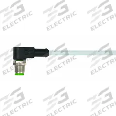 Cordset: M12 Male Right Angle X Bare Wire, 5 Pins, Gray, PUR, 10 m Cable Lg, 4 A Max Current (A) (MPN 7000-12121-2351000). Key specifications — Cable Jacket Color: Gray; End 1 Gender: Male; End 1 Mounting Orientation: Right Angle; End 2 Connection Type: Bare Wire; IP Rating: IP66K; Brand: MURRELEKTRONIK; Wire Size: 22 AWG; Cable Jacket Material: PUR.