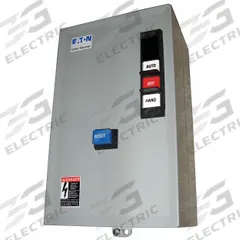 EATON IEC Magnetic Motor Starter: Non-Reversing, 3 Poles, Electronic Protection, 25 A, 208V AC (MPN ECX09G1EHA-R63/D). Key specifications — Brand: EATON; Pilot Lights Included: None; Auxiliary Contacts Included: 1NO/1NC.