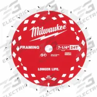 MILWAUKEE Circular Saw Blade: 7 1/4 in Blade Dia., 24 Teeth, 0.06 in Cut Wd, 5/8 in Arbor Size (MPN 48-41-0720). Key specifications — attr1116119: MILWAUKEE; attr1145631: Wet Lumber.