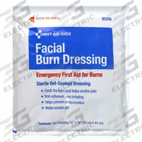 FIRST AID ONLY Facial Burn Dressing: 16 in Dressing Lg, 12 in Dressing Wd, Gauze, Sterile (MPN 91318). Key specifications — Water Resistance: Waterproof; Self-Adhesion: Not Self-Adhering; Unitized: Unitized; Standards: ANSI/ISEA Z308.1-2015; Manufacturer Part Number: 91318; Package Type: Packet; Product Type: Facial Burn Dressing; Sterility: Sterile.