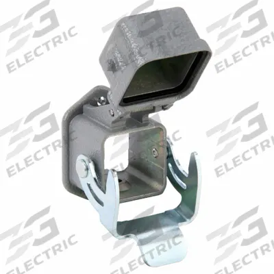 HARTING Rectangular Connector Housing: Size 3 A, Bulkhead Mount, Gray, Zinc Die-Cast - Bulkhead-Mount Rectangular Connector Housings