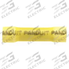 PANDUIT Butt Splice Connector: Yellow, Vinyl, For Wire Size 12 AWG – 10 AWG, 600 V, Pack Qty 500 (MPN BSV10X-D). Key specifications — Brand: PANDUIT.