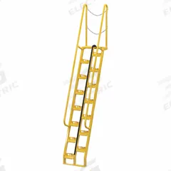VESTIL Alternating Tread Stairs: 12.5 ft Overall Ht, Steel, 350 lb Load Capacity, Perforated (MPN ATS-9-68). Key specifications — Color: Yellow; Brand: VESTIL.