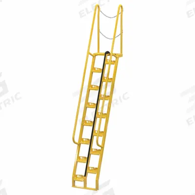 VESTIL Alternating Tread Stairs: 12.5 ft Overall Ht, Steel, 350 lb Load Capacity - Space-Saving Alternating-Tread Steel Stairs
