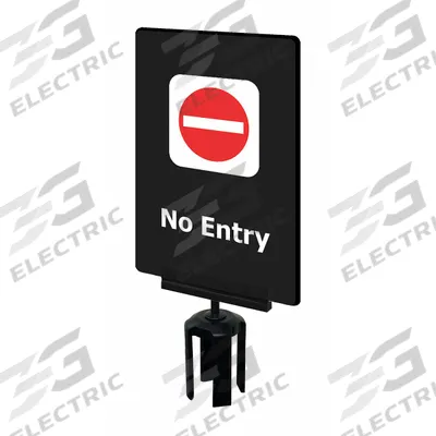 TENSABARRIER Acrylic Sign: Black, No Entry Message, 11 in Overall Lg - Signs for Post Tops
