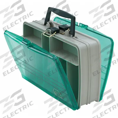 PLANO MOLDING Compartment Box: 12 5/8 in x 8 7/8 in x 4 1/8 in, Beige/Green - Small Parts Compartmented Boxes with Fixed Dividers