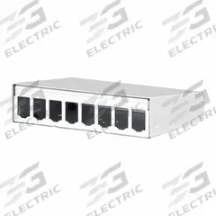 METZ CONNECT RJ45 Housing: Surface, Steel, RJ45, 8 Ports, Unequipped (MPN 130861-0802-E). Key specifications — Housing Material: Steel; Includes Connector: Unequipped; Mounting Type: Surface; Product Type: Module Housing; Connector Color: White; Connection Type: RJ45.