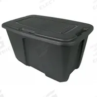 HOMZ Storage Tote: 32 gal, 31 7/8 in x 20 in x 17 3/4 in, Gray Body, Gray Lid, Not NSF Certified (MPN 6530GRMC.06). Key specifications — Material: Plastic; Edge/Corner Design: Rounded; Body Color: Gray; Lid Color: Gray; Brand: HOMZ; NSF Certified: Not NSF Certified; Nestable: Nesting Capable.