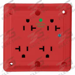 LEVITON Quadruplex Receptacle Outlet: Hospital Grade, Quad, 5-20R, Red, 125V AC, 20 A (MPN 8490-R)