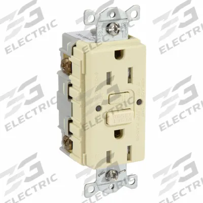 HUBBELL GFCI Receptacle: Duplex, 5-15, Ivory, GFCI, 125V AC, 15 A, 2 Pole / 3 Wire (MPN GFRTW15I) - General Purpose Receptacles