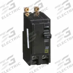 SQUARE D Miniature Circuit Breaker: 80 A, 120/240V AC, Single Phase, 10kA at 120/240V AC, 2 Poles (MPN QOB280). Key specifications — Phase: Single; Amps: 80 A; AC Voltage Rating: 120/240V AC; Max. AIR Rating: 10kA at 120/240V AC; For Use With: Square D NQOD Panelboards; Brand: SQUARE D.