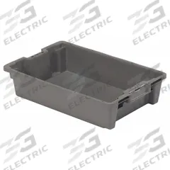 ORBIS Stacking and Nesting Tote: 6 gal, 23 5/8 in x 15 3/4 in x 5 1/4 in, Gray, Lid Not Included (MPN GS6040-13 Grey). Key specifications — Nestable: Nesting Capable; Brand: ORBIS; Material: Plastic.