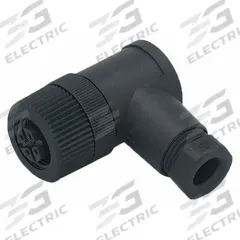 IFM M12 Circular Connector: B Coded, 4 Socket, M12 Female Thread, IP67, Screw Terminals, 90° Angle (MPN E10108). Key specifications — Connector Body Type: Socket; Coding: B; Brand: IFM; Voltage Rating: 250V AC; Thread Size: M12; Mounting Type: Front Mounting; Mounting Style: Female Thread; IP Rating: IP67.
