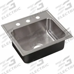 JUST MANUFACTURING Drop-In Sink with Faucet Ledge: 21 in Overall Lg, 19 in Overall Wd, 18 in Bowl Lg (MPN SLADA1921A553-J). Key specifications — Brand: JUST MANUFACTURING; Color Family: Silver/Gray.