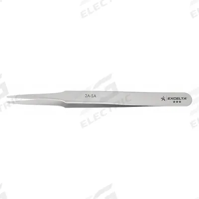 EXCELTA Tweezers: Stainless Steel, Round, Straight Tip - General Purpose Tweezers