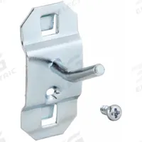 APPROVED VENDOR Single Rod Pegboard Hook: 1 3/4 in x 1 in, Screw-In, Surface, Silver (MPN 6YB83). Key specifications — Mounting Type: Surface; Finish: Zinc-Plated; Color: Silver; Accessory Type: 30-Degree Single Hook; Locking System: Screw-In; Brand: APPROVED VENDOR.