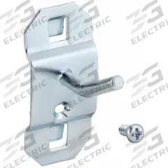 APPROVED VENDOR Single Rod Pegboard Hook: 1 3/4 in x 1 in, Screw-In, Surface, Silver (MPN 6YB83). Key specifications — Mounting Type: Surface; Finish: Zinc-Plated; Color: Silver; Accessory Type: 30-Degree Single Hook; Locking System: Screw-In; Brand: APPROVED VENDOR.