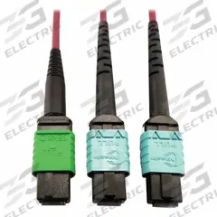 EATON TRIPP LITE Fiber Cable: (1) 16F MPO/APC Female (Green) x (2) 12F MPO/UPC Female (Aqua), Plenum (MPN N846D-05M-16DMG). Key specifications — Fire Rating: Plenum; Jacket Material: PVC; Number of Fibers: Duplex; Fiber Type: OM4; Polarity: Method B; Brand: EATON TRIPP LITE; End 1 Connection Gender: Female; End 2 Connection Gender: Female.