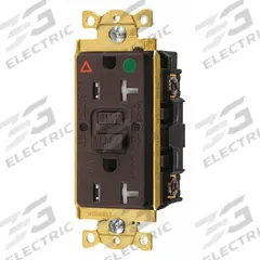 HUBBELL GFCI Receptacle: Hospital Grade, Duplex, 5-20R, Brown, GFCI, 125V AC, 20 A, 2 Pole / 3 Wire (MPN GFTWRST83IG)