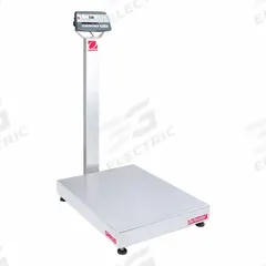 OHAUS Industrial Bench Scale: 23 5/8 in x 31 1/2 in, Not IP Rated, Column-Mounted, Stainless Steel (MPN D52P250RTV3). Key specifications — Connection Ports: Ethernet; Readability: 0.02 lb/10 g; Brand: OHAUS; Weighing Surface Material: Stainless Steel.
