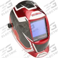 WESTWARD Welding Helmet: Auto-Darkening, 4 Arc Sensors, Graphics, Black/Red/White, W5-13, Analog (MPN 44R229). Key specifications — Color: Graphics; Suspension Adjustment Type: Ratchet; Graphics: Black/Red/White; Viewing Area: 3.74 in x 3.34 in; Brand: WESTWARD; Grind Mode: Yes; Helmet Material: Nylon; Helmet Type_Original: Auto-Darkening.