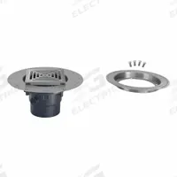 ZURN Floor Drain: 9 7/8 in Overall Dia, 5 in Grate Size, 2 in Nominal Pipe Size, Solvent Weld, PVC (MPN FD2-PV2-ST-SS-CC). Key specifications — Color: Silver; Connection Type: Solvent Weld; Brand: ZURN; Includes: Stainless Steel Clamp Collar.