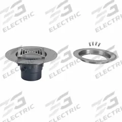 ZURN Floor Drain: 9 7/8 in Overall Dia, 5 in Grate Size, 2 in Nominal Pipe Size, Solvent Weld, PVC (MPN FD2-PV2-ST-SS-CC). Key specifications — Color: Silver; Connection Type: Solvent Weld; Brand: ZURN; Includes: Stainless Steel Clamp Collar.