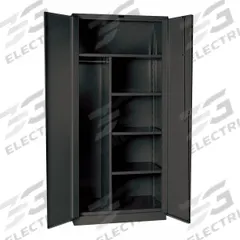 HALLOWELL Storage Cabinet: 60 in x 24 in x 78 in, 4 Shelves, Swing Handle & Padlock Hasp, Adj, Solid (MPN HWG6CC0478-4CL). Key specifications — Shelf Adjustability: Adjustable; Base Type: Frame; Cabinet Color: Dark Gray; For Use Outdoors: No; Frame Assembled: Assembled; Cabinet Storage Components: Hanging Rods; Brand: HALLOWELL; Cabinet Style: Hanging Rod and Shelves.