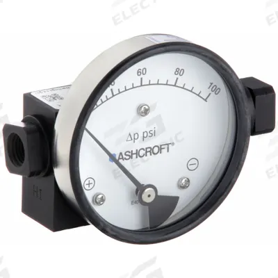 ASHCROFT Differential Pressure Gauge: In-Line, 1/4 in NPT Female, 1130, 3 1/2 in Dial - Medium & High Operating Pressure Differential Gauges