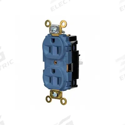 HUBBELL Receptacle: Duplex, 5-15, Blue, 125V AC, 15 A, 2 Pole / 3 Wire (MPN HBL5262STBL) - General Purpose Receptacles
