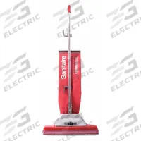 SANITAIRE Upright Vacuum Cleaner: 16 in Cleaning Path Wd, 145 cfm Air Flow, 17 lb Wt, Std, Bag, Red (MPN SC899H). Key specifications — Color: Red; Vacuum Motor Type: Brushed; Includes Onboard Hose: Onboard Hose Not Included; Head Height Adjustment: 6-Position; Brand: SANITAIRE; Includes: Removable Fan Chamber; Independent Brush Motor: No; Broad Combined Bag/Bagless & HEPA: Standard Bag Vacuum.