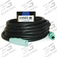 SOUTHWIRE Cam Lock Power Cable: 25 ft Cord Lg, 600V AC, CL40FG, CL4MG, 4/0 AWG Wire Size, 1 Wires (MPN 61425SCG). Key specifications — Connector End Connection Type: CL40FG; Plug End Connection Type: CL4MG; Voltage Rating: 600V AC; Wire Size: 4/0 AWG; Brand: SOUTHWIRE.