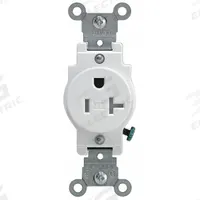 LEVITON Receptacle: Single, 5-20, White, 125V AC, 20 A, 2 Pole / 3 Wire (MPN T5020-W)
