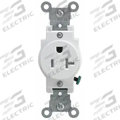 LEVITON Receptacle: Single, 5-20, White, 125V AC, 20 A, 2 Pole / 3 Wire (MPN T5020-W)