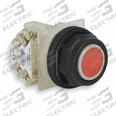 SCHNEIDER Flush Push Button Operator: Non-Illuminated, Flush Profile, Non-Metallic, 30 mm, 1NC (MPN 9001SKR1RH6). Key specifications — Brand: SCHNEIDER; Action: Momentary; Series: 9001SK; Push Button Material Type: Non-Metallic.