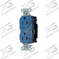 HUBBELL Receptacle: Duplex, 5-20, Blue, 125V AC, 20 A, 2 Pole / 3 Wire (MPN BR20STBL)