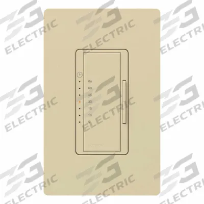 LUTRON Countdown Timer: 1 hr Max, 5 min Min, SPST, 120V AC, No Wall Plate Included - Digital Pre-Set Countdown Timers without Wall Plates