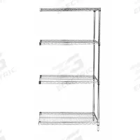 APPROVED VENDOR Wire Shelving Unit: Add-On, 48 in x 24 in, 54 in Overall Ht, 4 Shelves, Split Sleeve (MPN 45VX62). Key specifications — Recommended Environments: Dry; Color: Silver; Finish: Chrome; Material: Steel; Brand: APPROVED VENDOR.