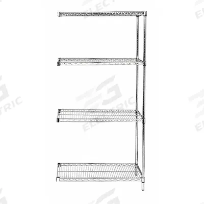 APPROVED VENDOR Wire Shelving Unit: Add-On, 48 in x 24 in, 54 in Overall Ht, 4 Shelves - Stationary Wire Shelving for Dry Use