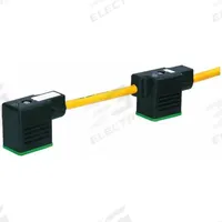 MURRELEKTRONIK Cordset: (2) DIN Form BI Female Right Angle x Bare Wire, 3 m Cable Lg, PUR, Yellow (MPN 7000-58101-0370300). Key specifications — Wire Size: 18 AWG; Brand: MURRELEKTRONIK; Cable Jacket Color: Yellow; IP Rating: IP67; DIN Connector Spacing: 100 mm.