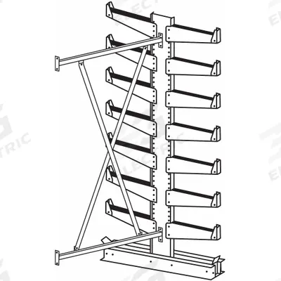 JARKE Cantilever Rack: Add-On, Medium-Duty, 38 3/4 in x 34 in x 84 in, Straight Arm - Medium-Duty Bolt-On Cantilever Rack Kits