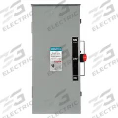 SIEMENS Safety Switch: Non-Fusible, 100 A, Three Phase, 600V AC, Galvanized Steel, Indoor/Outdoor (MPN DTNF363R). Key specifications — attr867131: SIEMENS.