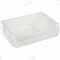 QUANTUM STORAGE SYSTEMS Hang and Stack Bin: 16 1/2 in x 10 7/8 in x 5 in, Clear, 75 lb Load Capacity (MPN QUS245CL). Key specifications — Electrostatic Discharge: Not Electrostatic Discharge Conductive; Brand: QUANTUM STORAGE SYSTEMS; % Recycled Content: 0%.